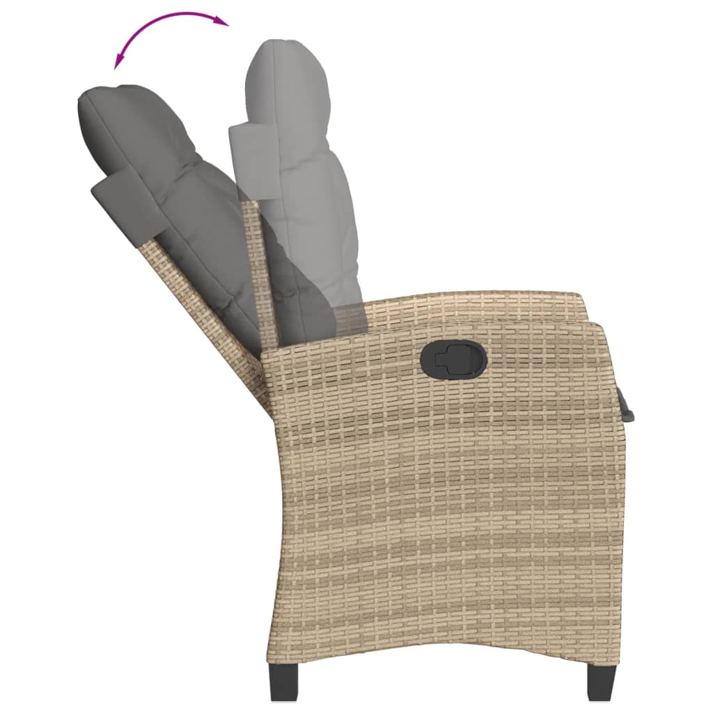 5-tlg. Garten-Essgruppe mit Kissen Beige Poly Rattan